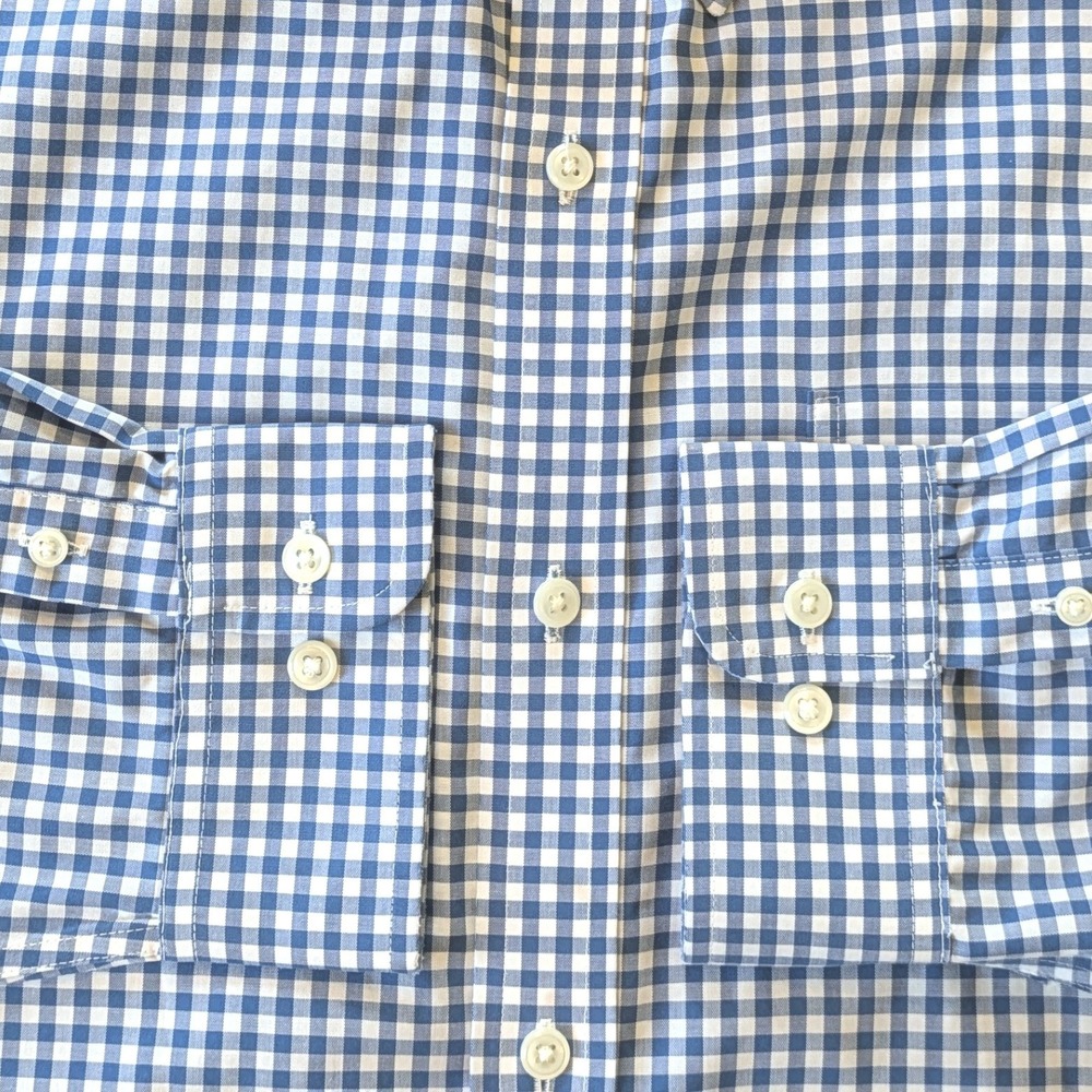 LL Bean Kennebunk Sport Shirt Mens Large Traditional Fit Blue Gingham Classic - Picture 4 of 7